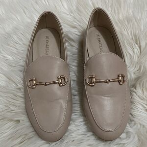 Le Chateau Women's Taupe Loafers with Gold Accent